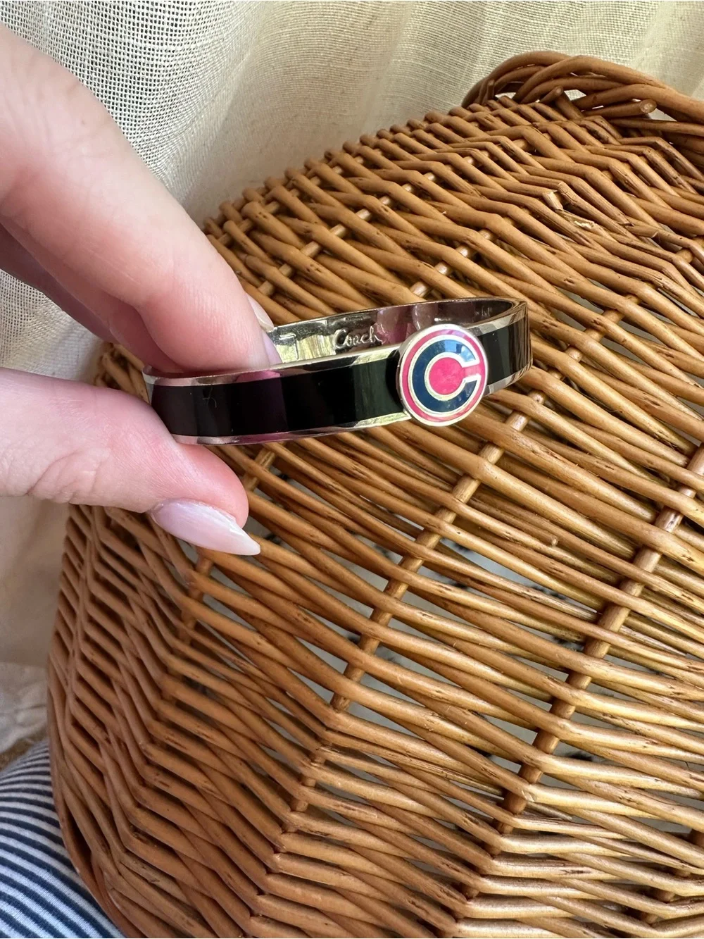 Y2K Coach Black and Pink Bangle Bracelet